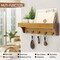 Decorative Key Holder for Wall with Shelf: Farmhouse Mail Rack with 5 Sturdy Key Hooks for Home Decor, Apartment, Entryway and Hallway (Light Brown)